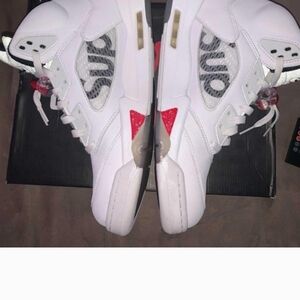 Jordan White and Red Athletic Shoes Classic Design